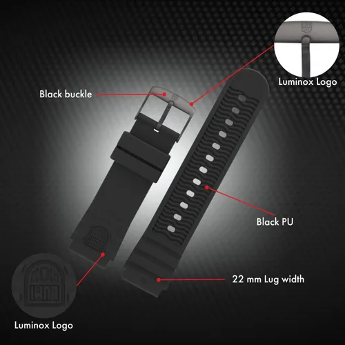 Vista 2 de Luminox Banda 0.906 in 3050 3150 3080 3950 8400 8800 FP.305020B Hebilla negra