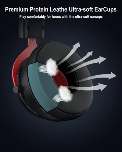 Vista 4 de Inwa Auriculares inalámbricos para juegos, con equilibrio de juegochat, sonido envolvente 7.1, orejeras suaves de proteínas, micrófono desmontable