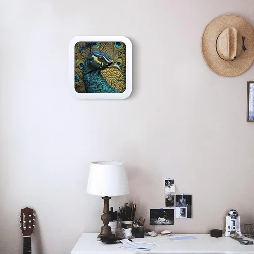 Vista 6 de 10" Square Modern Wall Clock,Animal Patterns Print Kitchen Clocks Wall Battery Operated,Silent Non Ticking Unique Funny Cute Wall Clock for Living