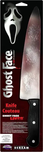 Vista 2 de Fun World Accesorio oficial para disfraz de cuchillo de carnicero manchado de sangre de cara fantasma