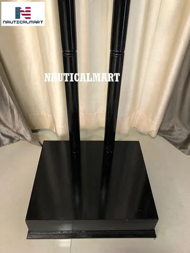 Vista 5 de NauticalMart Soporte de exhibición de madera para caballero traje de armadura, disfraz medieval - negro