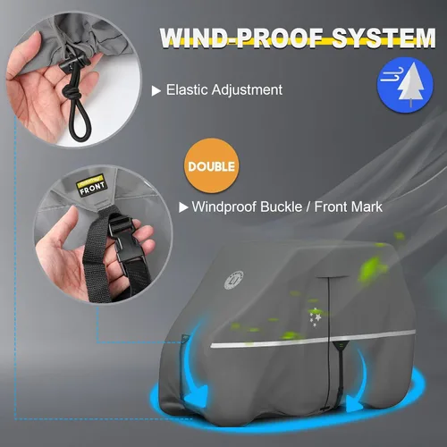 Vista 5 de Funda para carrito de golf para 2+2/4 pasajeros, se adapta a EZGO, Club Car, Yamaha, 420D, impermeable, resistente al viento, resistente al sol
