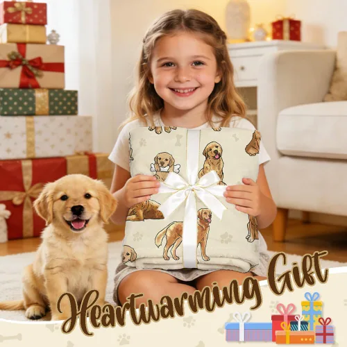 Vista 5 de Manta de Golden Retriever - Manta de franela suave y forro polar para perros para amantes de mascotas, mujeres, niños, niñas - 40" x 30