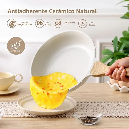 Vista 2 de SENSARTE Juego de utensilios de cocina de cerámica antiadherente de 16 piezas, juego de ollas y sartenes saludables, juego de cocina no tóxico