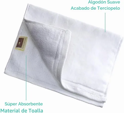 Vista 5 de Set de 4 toallas bordadas, de 11 x 18 pulgadas, extra absorbente, de algodón, acabado suave de terciopelo. Para baño/cocina/spa