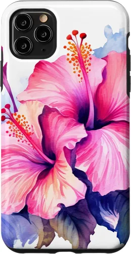 Vista 4 de Funda de flor de hibisco rosa para iPhone 12 mini