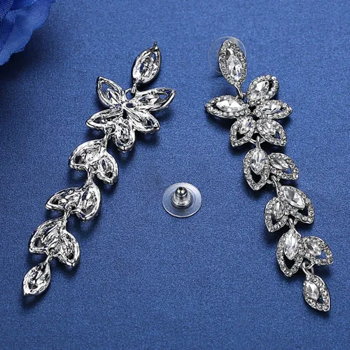 Vista 5 de Mecresh - Juego de aretes y pulsera en forma de lágrima plateadodoradochampán para mujer