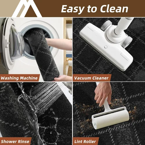 Vista 5 de COSY HOMEER Juego de alfombras y tapetes de cocina 2 piezas antideslizantes, suaves alfombras de cocina para piso absorbentes y resistentes a Gris