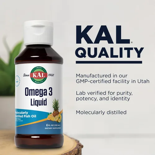 Vista 3 de Kal 3.9 G Omega 3 1200/800 Liquid Citrus, 4 onzas líquidas
