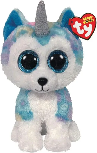 Vista 3 de Ty Helena Husky Beanie Boo Regular, gorro con licencia para bebé, juguete de peluche suave coleccionable