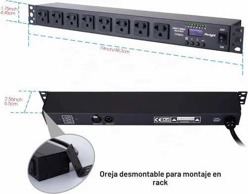 Vista 4 de Pknight Secuenciador de potencia de PDU inteligente DMX/RS485 de 8 salidas