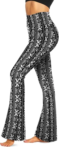 Vista 6 de TNNZEET Leggings acampanados negros para mujer, pantalones de yoga cruzados con bolsillos, corte de bota, leggings acampanados