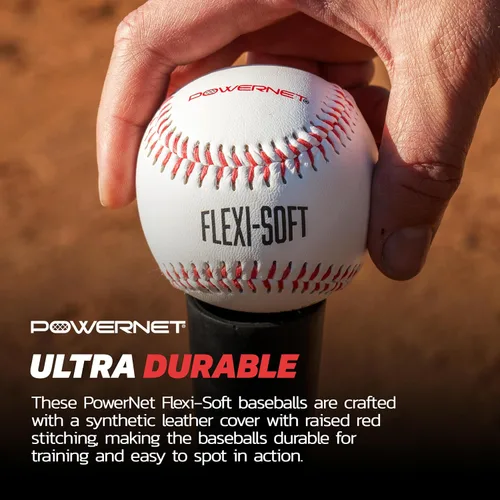 Vista 5 de PowerNet Baseball Bundle, Padded Bucket with 24 Practice Baseballs or Flexi-Soft Training Balls, Portable Pitching & Batting Practice Equipment