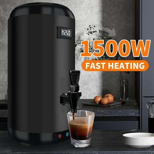Vista 2 de Dispensador de bebidas con aislamiento de calefacción eléctrica, 12 L/3.2 galones, para catering, dispensador de bebidas calientes de acero
