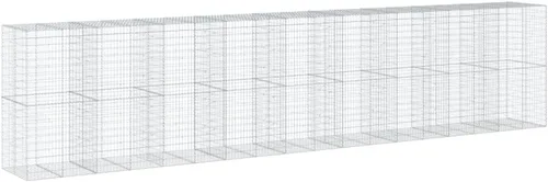 Vista 46 de vidaXL Cesta de gavión con tapa, 39.4 x 19.7 x 39.4 pulgadas, hierro galvanizado rectangular, resistente a la intemperie, montaje sin herramientas