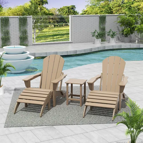 Vista 50 de WestinTrends Malibu - Silla de salón para exteriores, juego de 2 sillas Adirondack con otomana, sillas plegables de madera de polietileno para todo