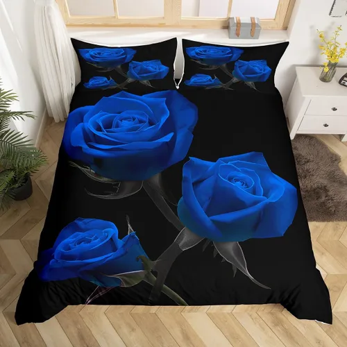 Vista 9 de Juego de funda de edredón con diseño floral de rosas arcoíris para niños, niñas y mujeres, funda de edredón colorida para parejas, enamorados, día
