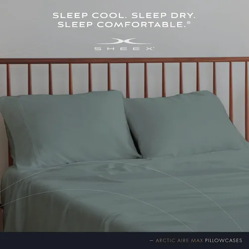 Vista 5 de SHEEX Arctic Aire Max - Juego de 2 fundas de almohada, suave y sedoso, Tencel Lyocell satinado, aloe, estándar