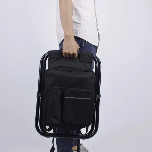 Vista 6 de Silla de camping plegable 3 en 1, mochila con bolsa de picnic aislada, bolsa de mesa de camuflaje para senderismo, equipo de campamento para pesca