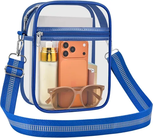 Vista 12 de Bolsa transparente para eventos de estadio, bolso cruzado transparente para hombres y mujeres, bolsa de mensajero para conciertos, festivales