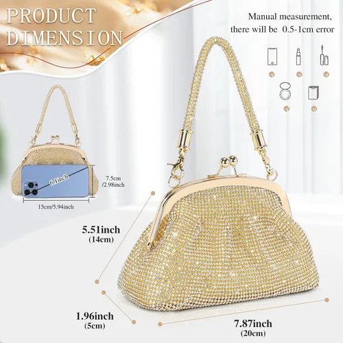 Vista 5 de UBORSE Bolso de mano con cuentas vintage de los años 20 para mujer, bolso formal de noche de boda, bolso de fiesta de cóctel con diamantes