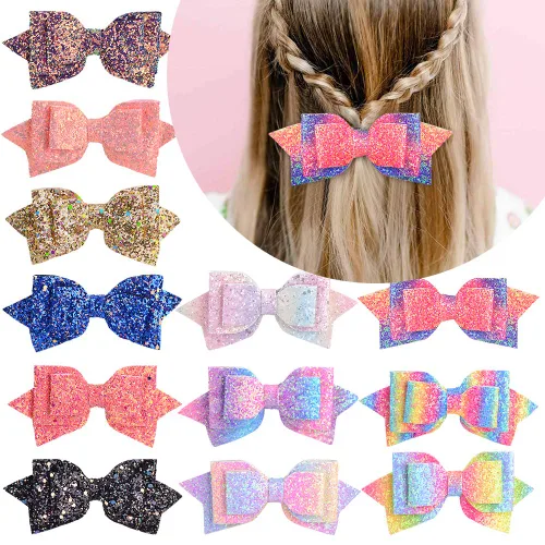 Vista 3 de 12 lazos para el cabello con purpurina, pinzas de cocodrilo, pinzas para el cabello, pasadores para el cabello, accesorios para el cabello
