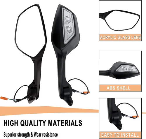 Vista 4 de Worldmotop - Espejo retrovisor lateral para motocicleta, ajustable, repuesto para KAWASAKI Ninja ZX10R ZX-10R ZX 10R 2011-2015 (negro)