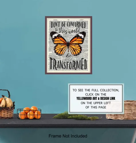 Vista 6 de Decoración de pared de mariposa, arte de diccionario reciclado, póster motivacional de 8 x 10 pulgadas para el hogar, dormitorio, oficina, regalo