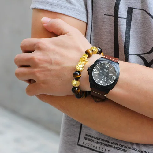 Vista 6 de EIELO Feng Shui Pixiu - Pulseras de buena suerte para hombres y mujeres, piedras preciosas naturales, energía curativa, obsidiana, pi, yao, dragón