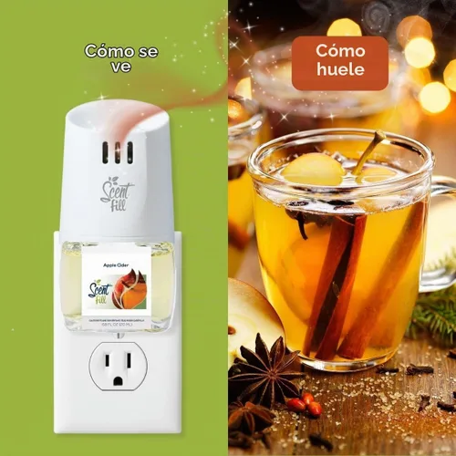 Vista 5 de Scent Fill Ambientador enchufable de sidra de manzana, repuestos de aceite perfumado, 2 recambios + difusor