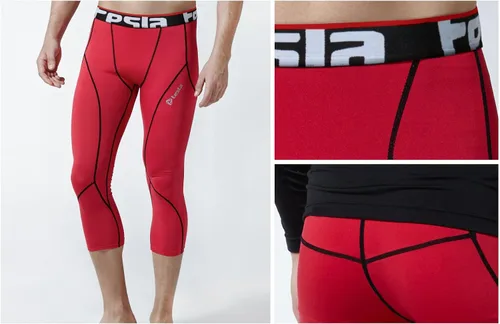 Vista 6 de TSLA Pantalones de compresión 34 para hombre, mallas de entrenamiento para correr, leggings atléticos capri de secado fresco, capa base de yoga