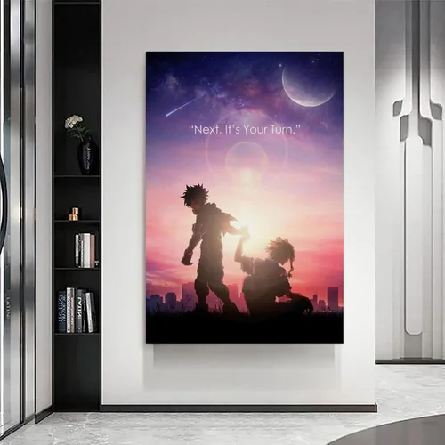 Vista 6 de nanyo Póster de anime motivacional de héroes 90s Arte en lienzo para pared de habitación Decoración estética Pósteres 8x12 pulgadas (20x30 cm)