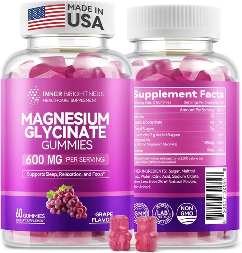 Vista 11 de Gomitas de glicinato de magnesio 600mg, sin OMG, sin gluten, gomitas de magnesio para adultos y niños, sueño, relajación y enfoque, sabor a naranja