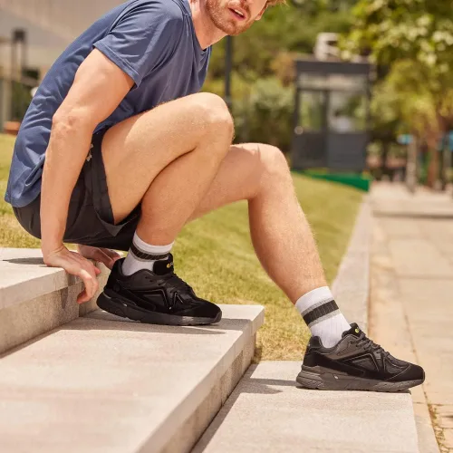 Vista 5 de FitVille Zapatos de caminar extra anchos para hombre, tenis de ancho ancho ancho para pies planos, ajuste de arco, alivio del dolor en el talón