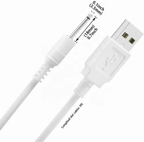 Vista 2 de SCOVEE Cable de carga CC de repuesto de 3 pies,Cable de cargador de 0.098 in,Cargador USB DC,Adaptador de cable de cargador rápido USB a CC de 0.098