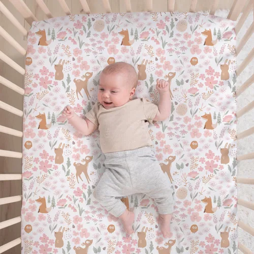 Vista 3 de El juego de ropa de cama de 3 piezas The Peanutshell para cuna de bebé para niñas - Decoración de cama de recién nacida, bebé y niña con sábana