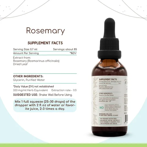 Vista 3 de Tintura de extracto de hierbas sin alcohol de romero B60, gotas líquidas concentradas de romero natural (Rosmarinus Officinalis) (2 fl oz)