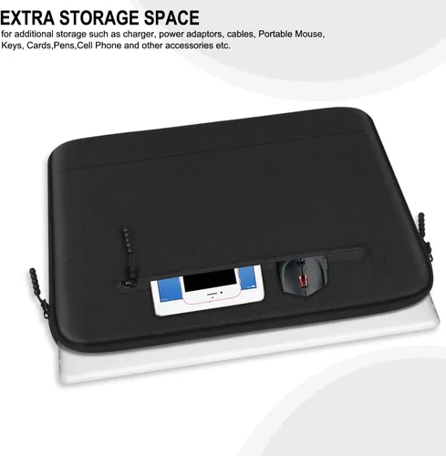 Vista 2 de Funda para laptop de 14 pulgadas, a prueba de golpes, funda protectora para computadora con bolsillo frontal, resistente al agua, duradera, bolsa