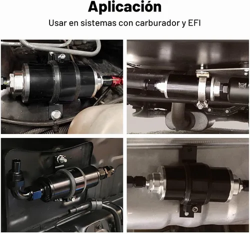 Vista 7 de EVIL ENERGY Filtro de combustible en línea de 30 micrones con adaptador 6AN 8AN 10AN y abrazadera de abrazadera 60MM universal