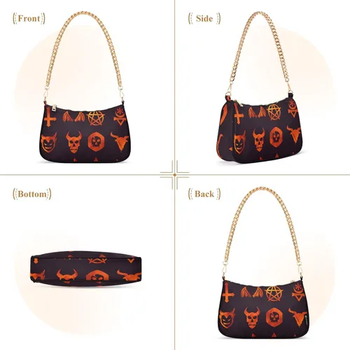 Vista 2 de Women Shoulder Bag Evil-icon-baphomet-fire Girl Tote HandBag Small Purse