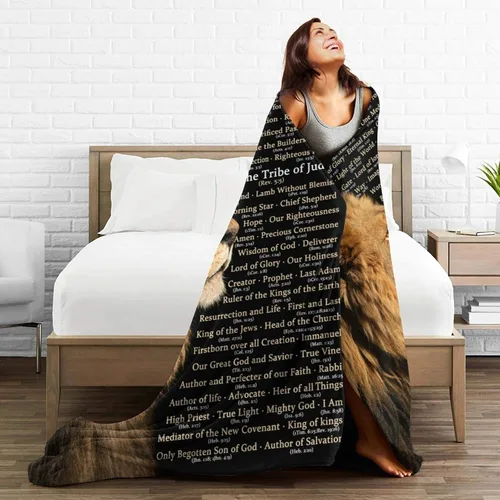 Vista 2 de Manta de regalo religioso con nombres de Cristo, manta cristiana, suave, ligera, acogedora y cálida para mujeres y hombres, regalo - 60 x 50 pulgadas