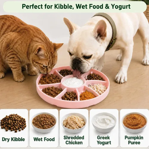 Vista 8 de Slow Feeder Dog Bowls, Suction Cup Lick Bowl for Dogs & Cats (Pink)