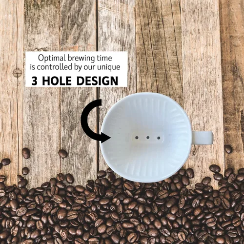 Vista 3 de Simply Charmed Dachshund - Café de cerámica para verter o gotear con caja completa de 40 filtros Melitta Brown tamaño #2