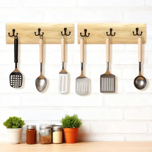 Vista 6 de Threehoney 2 percheros de madera para montaje en pared, estilo granja de 15.8 pulgadas con 3 ganchos, colgador de pared resistente para colgar