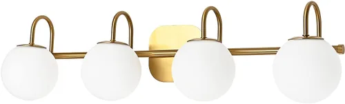 Vista 10 de Moderna lámpara negra para tocador de baño, accesorios de iluminación de 3 luces, marco y pantalla de globo de vidrio blanco leche, aplique de pared