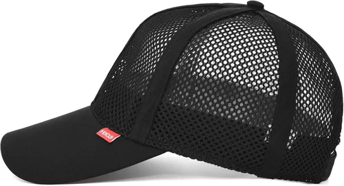 Vista 3 de FEICUI Men Mesh Trucker Baseball Cap Adjustable 6-Panel Hat Outdoor Sports Wear