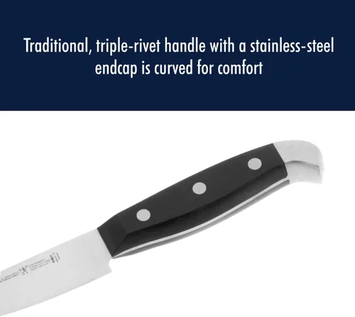 Vista 4 de HENCKELS Cuchillo de chef compacto de 3 pulgadas ultraafilado, diseñado en Alemania con más de 100 años de maestría, color negro/acero inoxidable