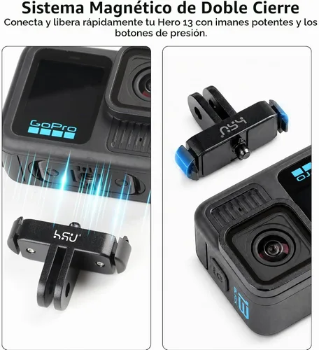 Vista 3 de HSU Soporte magnético para GoPro Hero 13 Negro/Mission 1/Max 2/LIT Hero