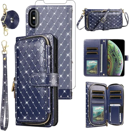 Vista 124 de Funda para teléfono iPhone 6 6S con cremallera y protector de pantalla con protector de pantalla, correa de cordón cruzado, ranura para iPhone 6 Six