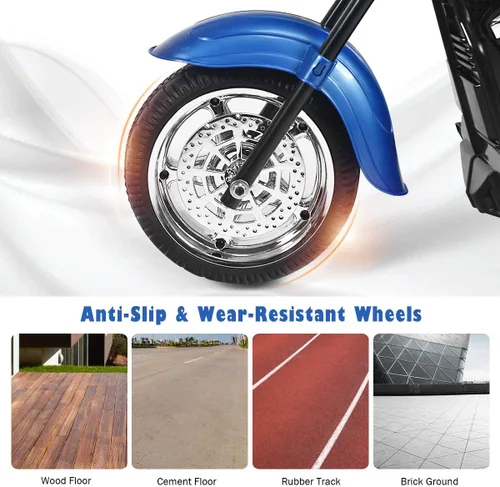 Vista 8 de Costzon Motocicleta para Niños, Motocicleta Chopper de Paseo Alimentada por Batería de 6V con Bocina, Faro, Juguetes de Paseo Estables de 3 Ruedas